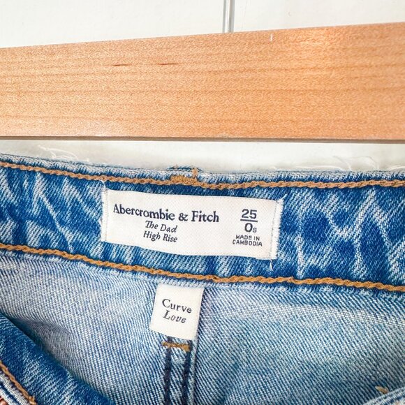 Abercrombie | Curve Love The Dad High Rise Jeans Double Knee Destroy Size 25 - Picture 4 of 5